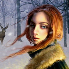 Оригинал схемы вышивки «Девочка в зимнем лесу» (№763190)