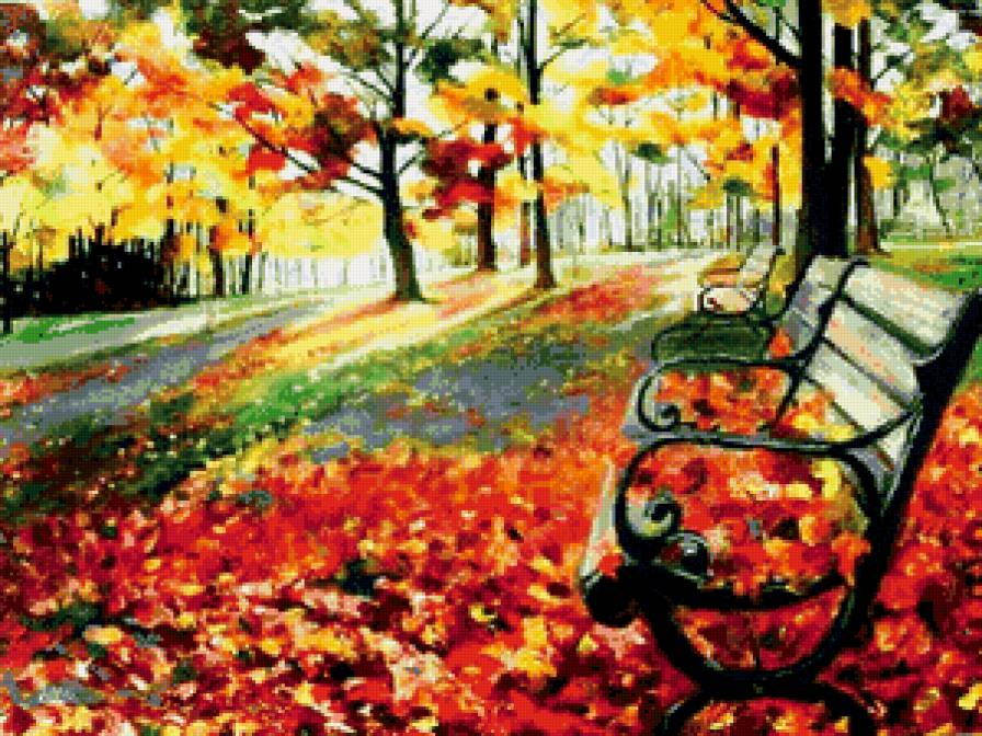 осень в парке - осень, деревья, пейзаж, листья - предпросмотр