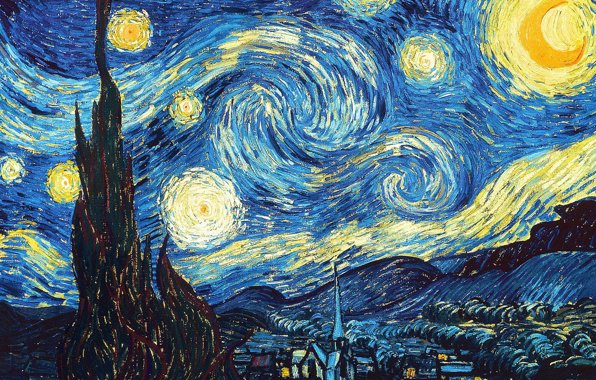 "Звездная ночь" Ван Гога - ван гог, звезды, луна, ночь - оригинал