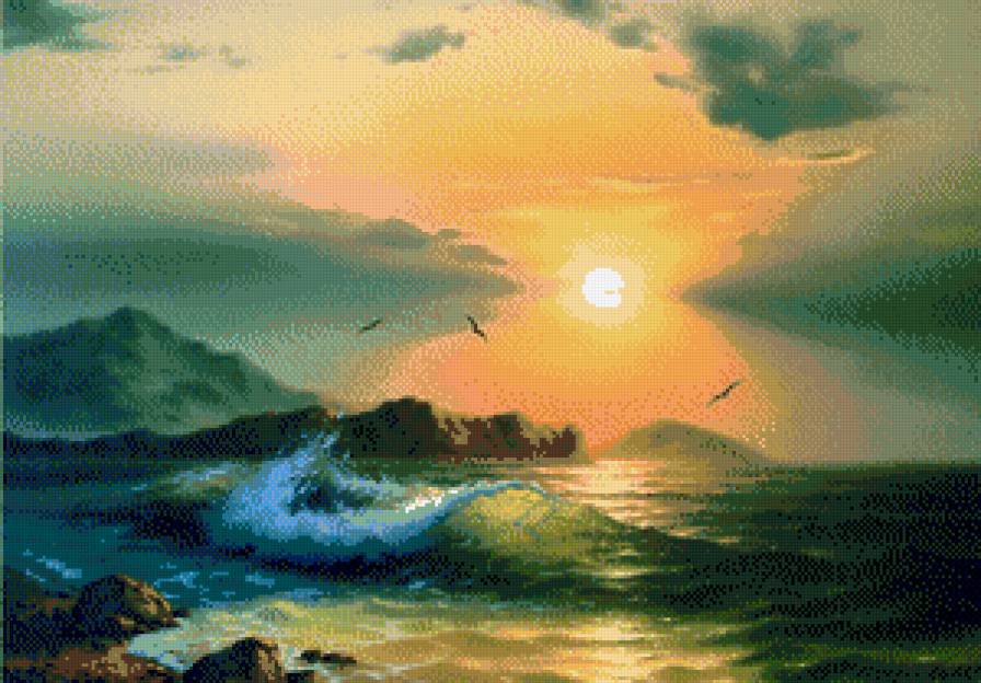 Морские пейзажи Сергея Стоева - пейзаж, закат, волна, картина, море - предпросмотр