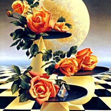 Оригинал схемы вышивки «розы и луна» (№765329)
