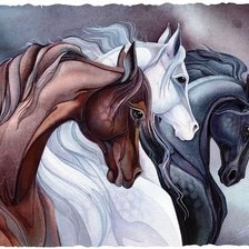 Схема вышивки «тройка лошадей»