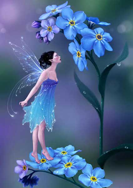 Цветочная фея на незабудке - фея, цветы, незабудка - оригинал