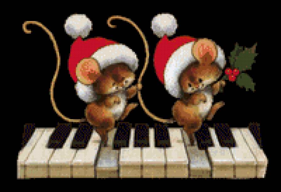 Шли мышата по роялю - мышонок, мышь, новый год, подарок, праздник - предпросмотр