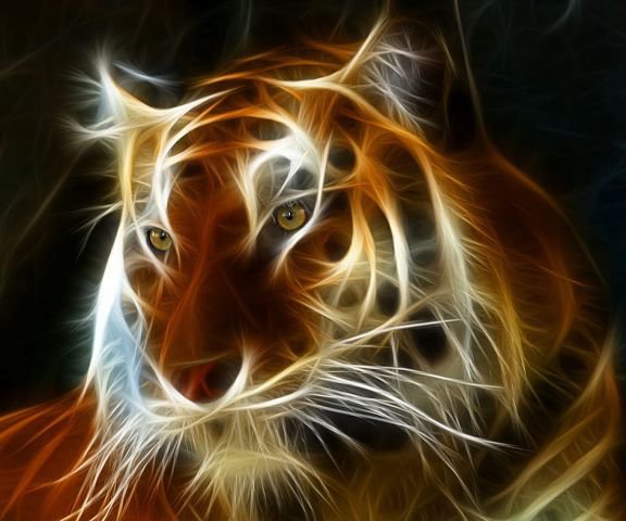 Огненный тигр - фэнтези, тигр, животные - оригинал