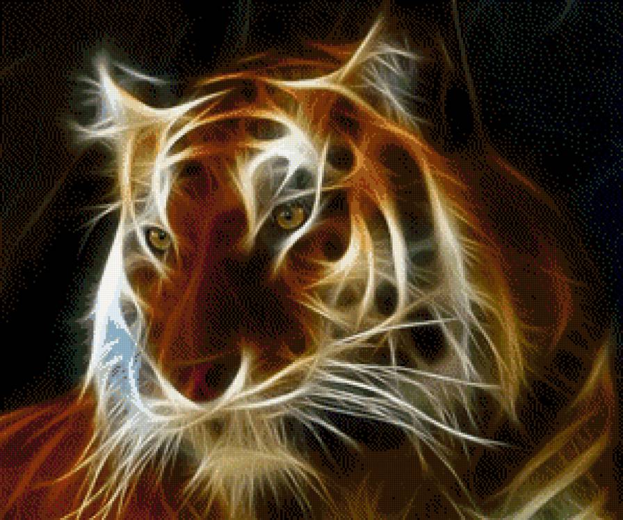 Огненный тигр - фэнтези, тигр, животные - предпросмотр
