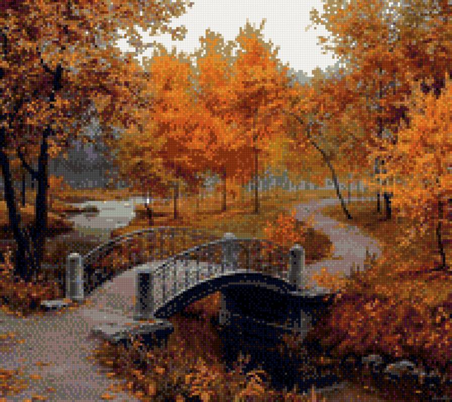осенний парк - парк, осень, мост - предпросмотр