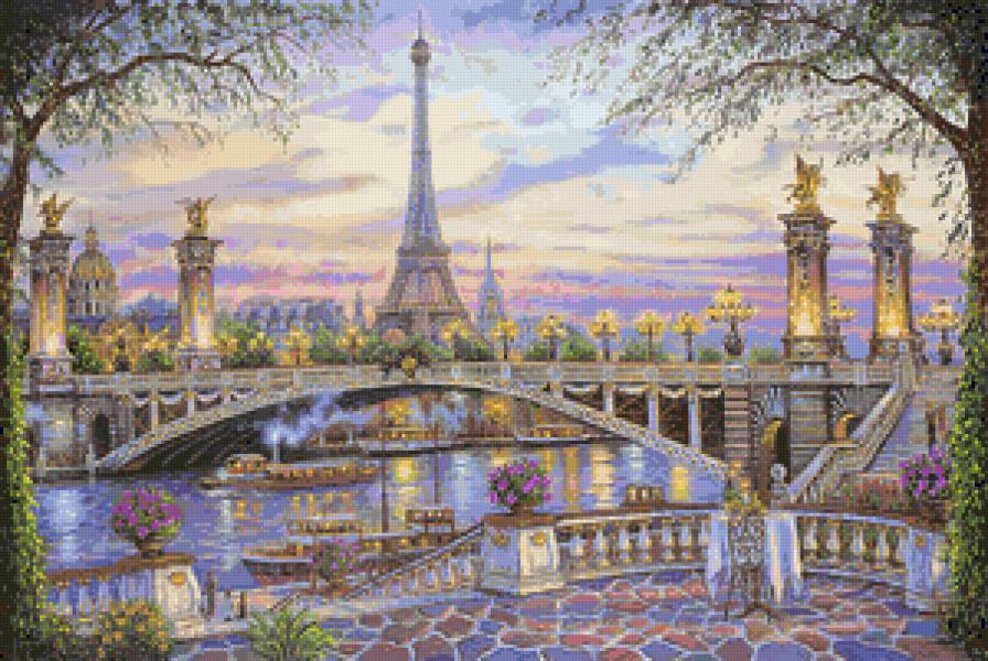 Путешествие по миру... - картины, пейзаж, город, река, париж, ночь, живопись - предпросмотр