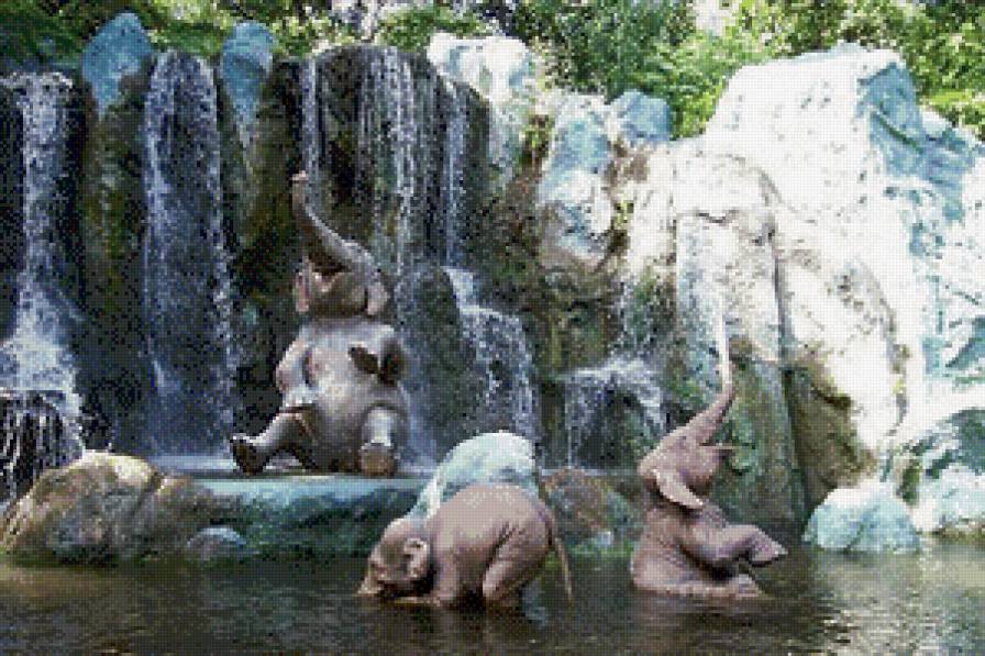 Веселые ребята(слонята) - пейзаж, слоны - предпросмотр
