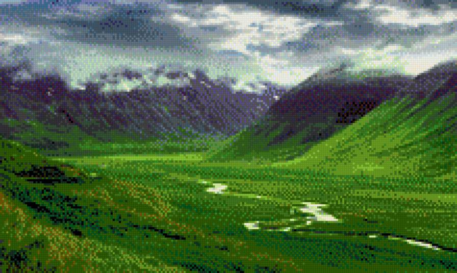 пейзаж - пейзаж, река, горы, исландия - предпросмотр