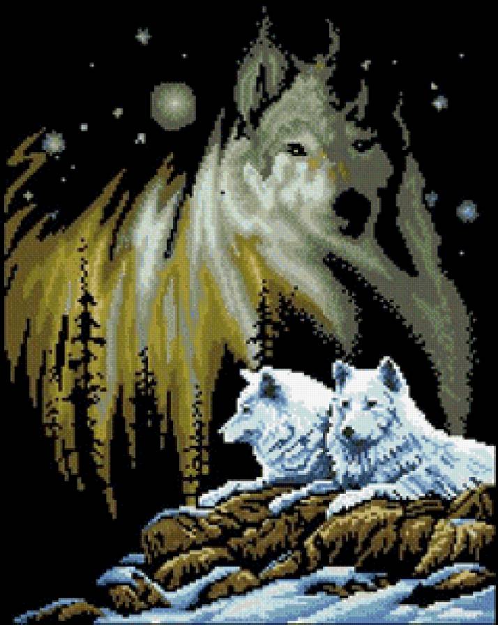 Волки - лес, луна, волки, животные - предпросмотр