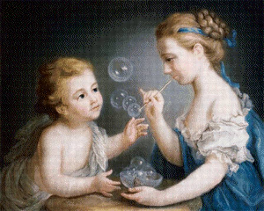 №774806 - мыльные пузыри, картина, дети ретро - предпросмотр