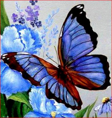 голубая бабочка - бабочка, подушка. - оригинал