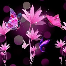 Волшебные бабочки на волшебных цветах