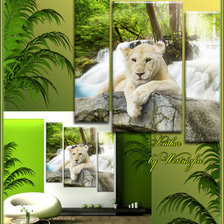 триптих белые львы