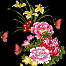 Оригинал схемы вышивки «Цветы и бабочки» (№778939)