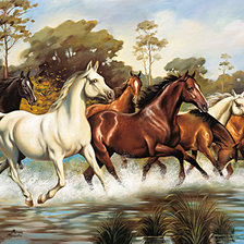 Оригинал схемы вышивки «бегущие кони» (№780363)