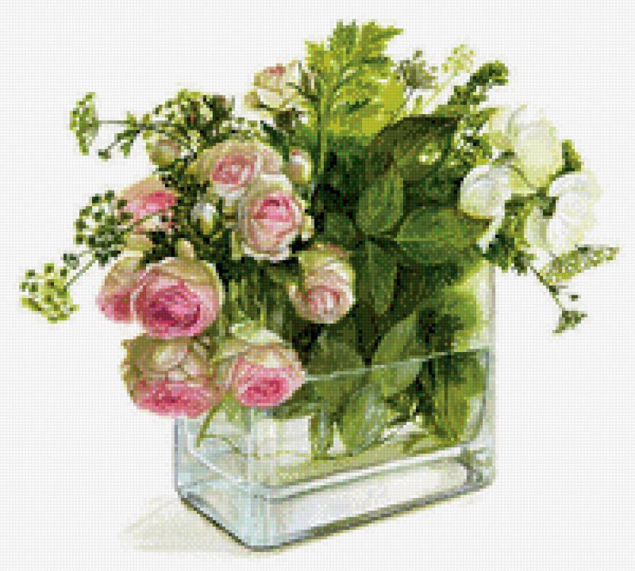 розы в прозрачной вазе фуджико - предпросмотр