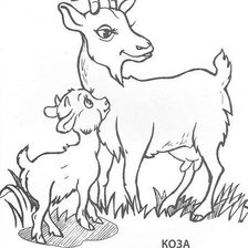 Оригинал схемы вышивки «коза с козленком» (№780988)