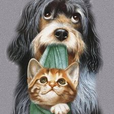 Оригинал схемы вышивки «пес и кот» (№781699)