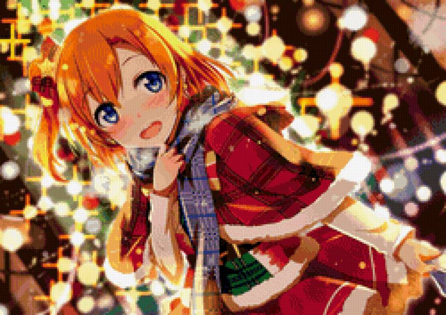 Хонока Косака Love Live! Живая любовь Ёлка Новый год Праздник - девушка, рождество, аниме - предпросмотр