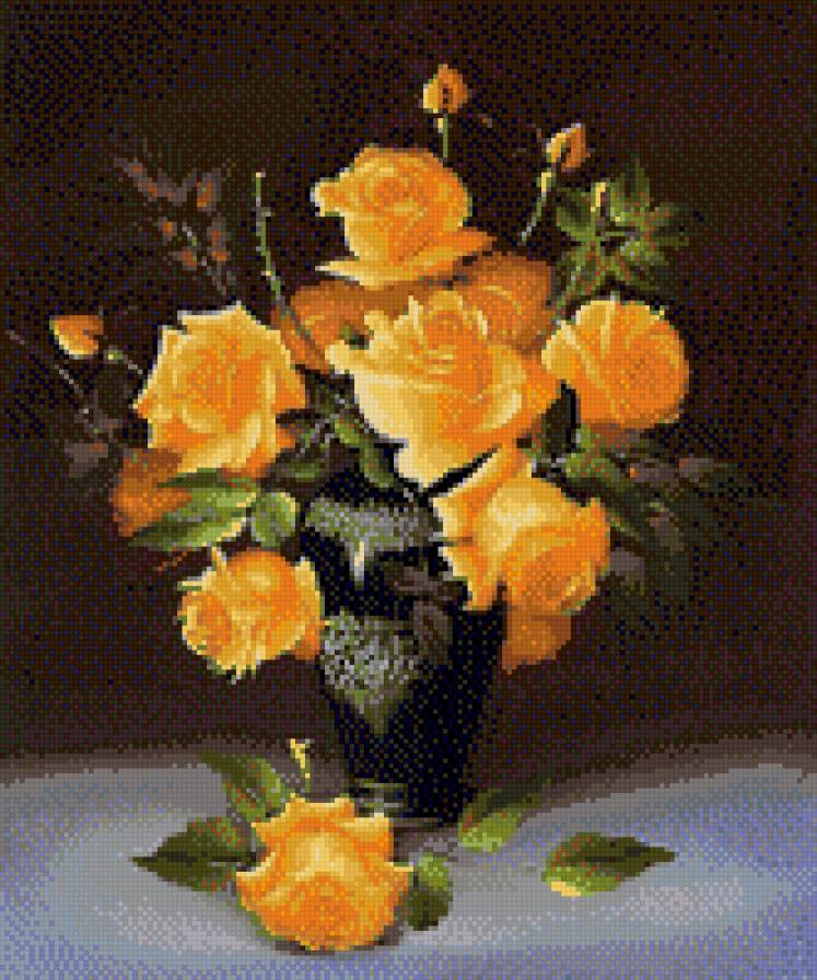 желтые розы - розы, ваза - предпросмотр