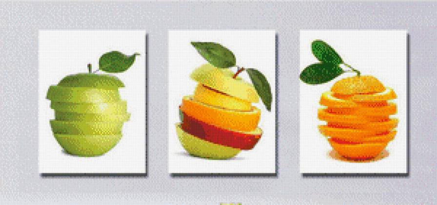нарезанные фрукты три части - фрукты - предпросмотр
