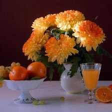 апельсин и цветы