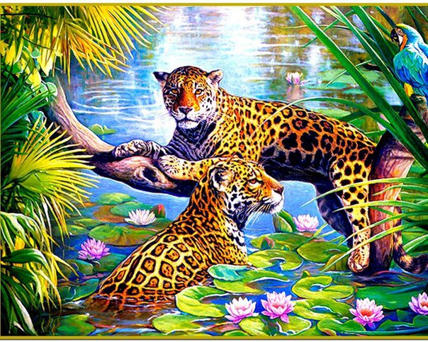 красивая картина - леопард, природа, дикие животные - оригинал