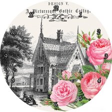 Оригинал схемы вышивки «дом - часы» (№786327)