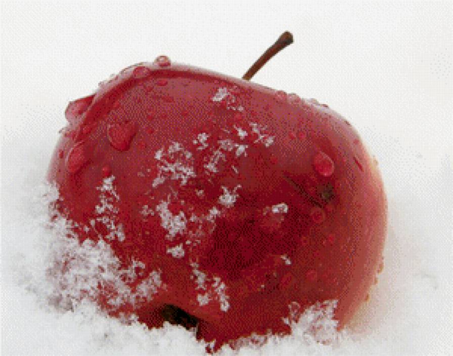 яблоко на снегу - фрукты - предпросмотр