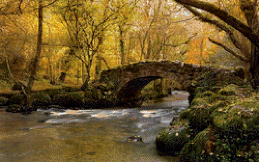 каменный мост - осень, река, пейзаж, парк, мост, времена года - предпросмотр