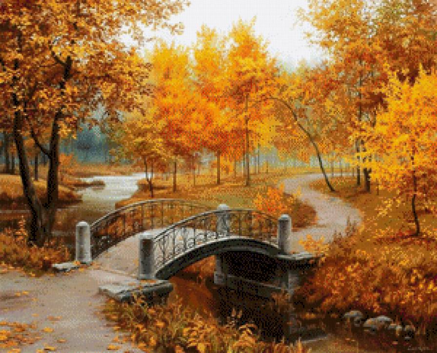 Осень - осень, парк, мост, пейзаж, природа - предпросмотр