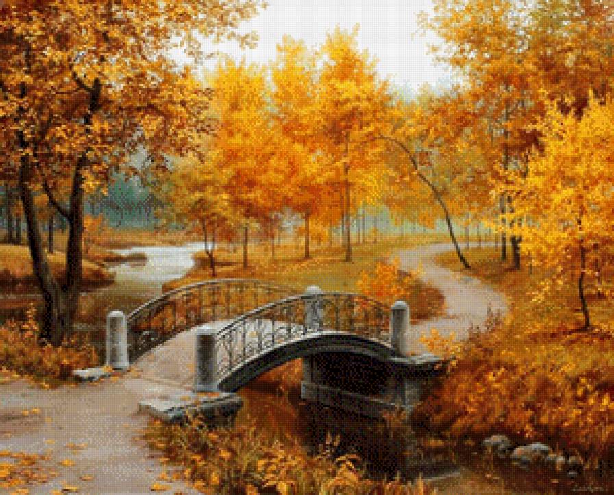Осень - пейзаж, осень, парк, природа, мост - предпросмотр