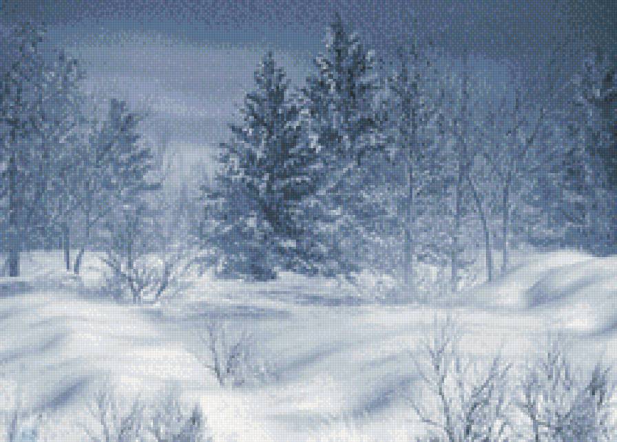 зимний пейзаж - снег, времен года, лес, зима - предпросмотр