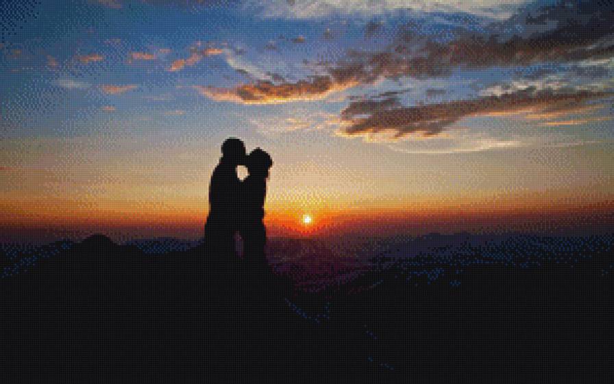 Поцелуй в горах - влюбленные, горы, пара, поцелуй - предпросмотр