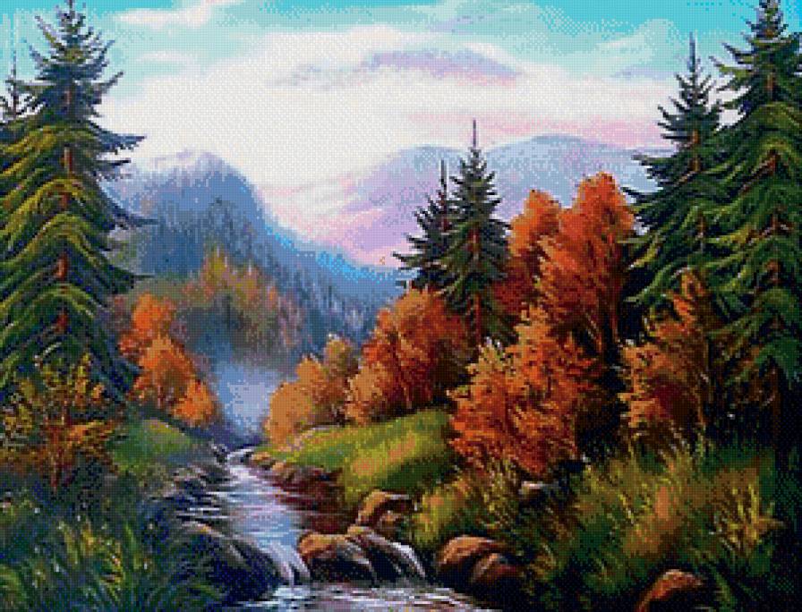 осень в горах - природа, картина, пейзаж - предпросмотр