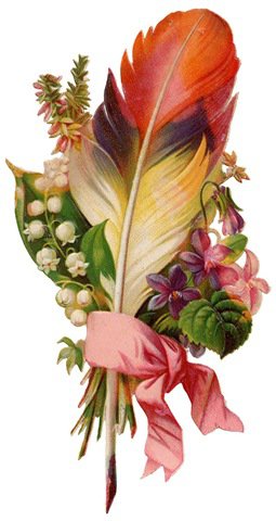 Букет с пером - цветы, букет, весна - оригинал