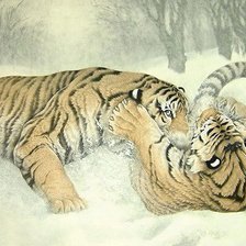 Оригинал схемы вышивки «тигры» (№792205)