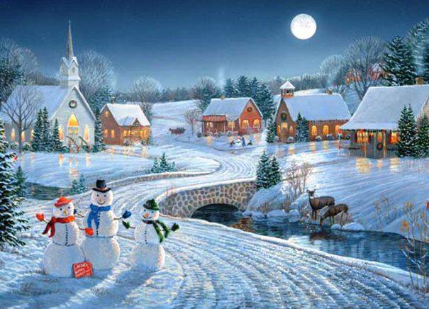 Снеговики - новый год, снег, ночь, зима, снеговик - оригинал