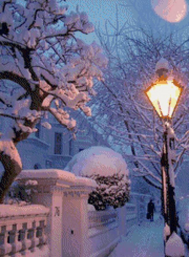 С НАСТУПАЮЩИМ!!! - зима, вечер, фонарь, снег - предпросмотр