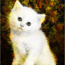 Оригинал схемы вышивки «Белый котенок» (№799872)