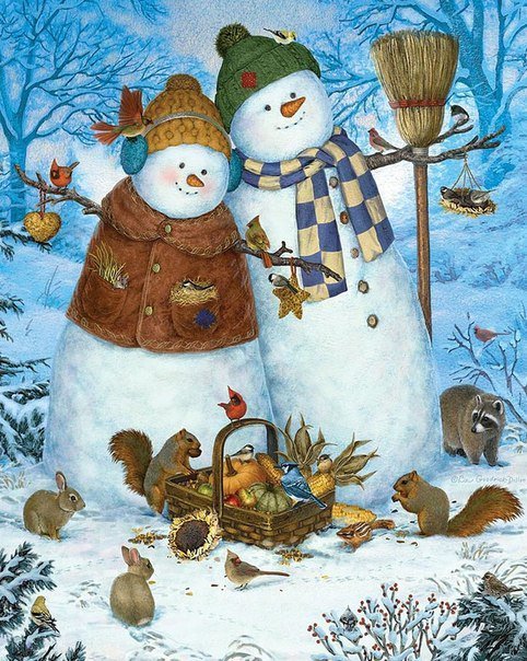 снеговики Elizabeth Goodrick-Dillon - новый год, праздник, зима - оригинал