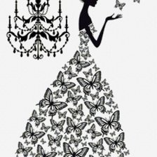 Оригинал схемы вышивки «девочка и бабочки» (№800628)
