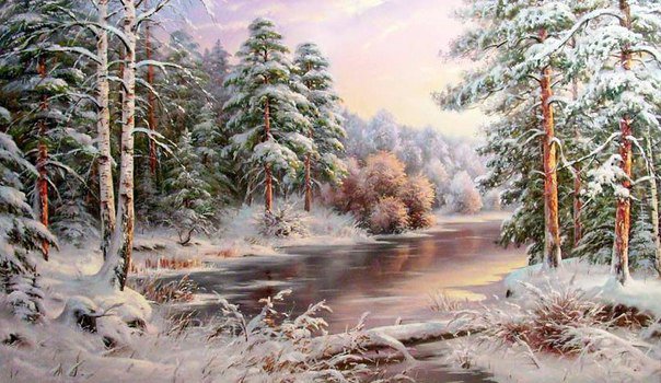 зимний пейзаж - картина, пейзаж, природа - оригинал