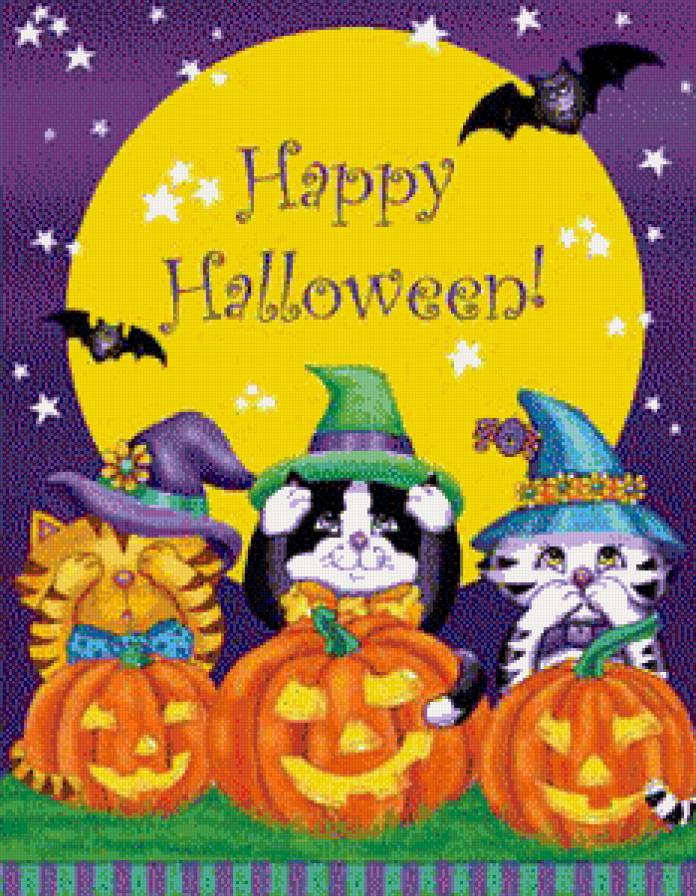 хеллоуин - осень, котята, котики, коты, животные, тыква, кошки, кот - предпросмотр