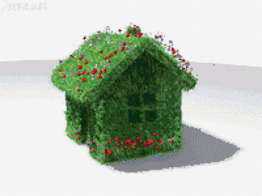 домик - дом, растения - предпросмотр