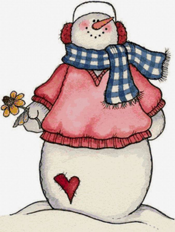 Снеговик романтик - снеговик, снег, зима - предпросмотр