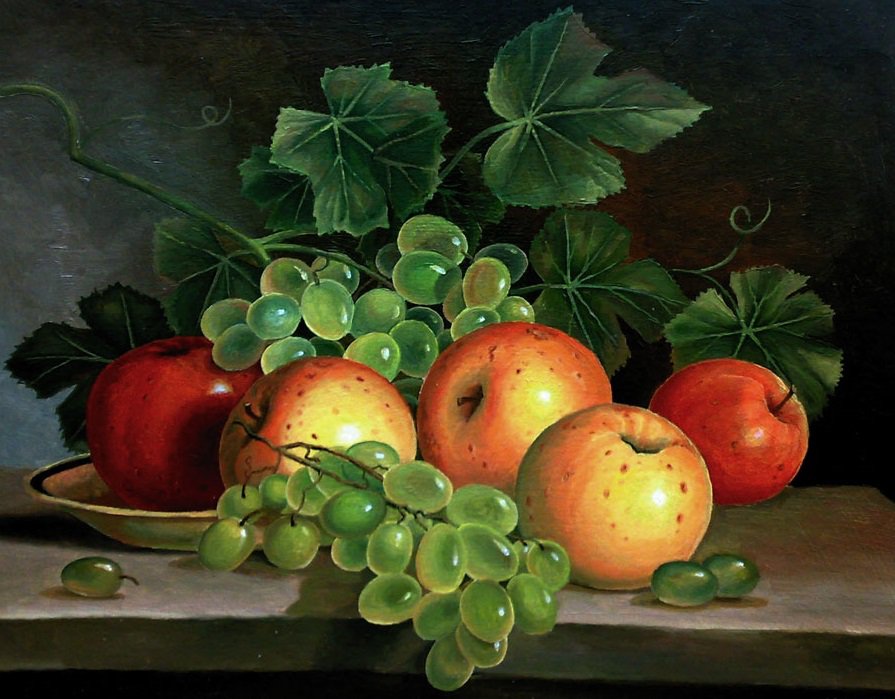 Натюрморт - яблоки, виноград, фрукты, натюрморт - оригинал