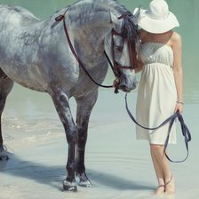 Оригинал схемы вышивки «девушка и лошадь» (№804667)
